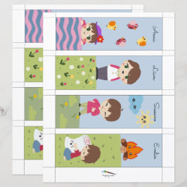 4 Kawaii Camping Friends Editable Bladwijzer