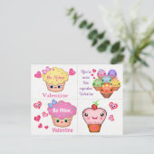 4 Kawaii Cupcake Valentijnse Kaarten Feestdagenkaart (Staand voorkant)