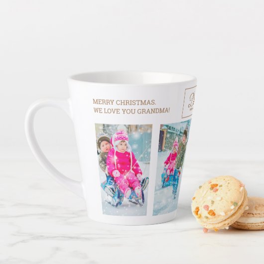 4 Kerst Foto Collage Dashing Sneeuw Grootouder Latte Mok (In situ)
