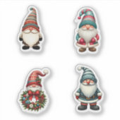 4 Kerst Gnome Vakantie Stickers (Voorkant)