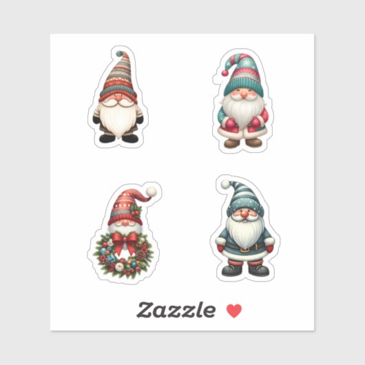 4 Kerst Gnome Vakantie Stickers (Vel)