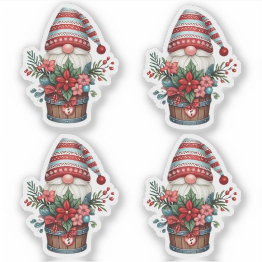 4 Kerst Gnome Vakantie Stickers (Voorkant)
