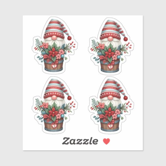 4 Kerst Gnome Vakantie Stickers (Vel)