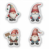 4 Kerst Gnome Vakantie Stickers (Voorkant)