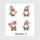 4 Kerst Gnome Vakantie Stickers (Vel)