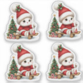 4 Kerst Muis Vakantie Stickers (Voorkant)