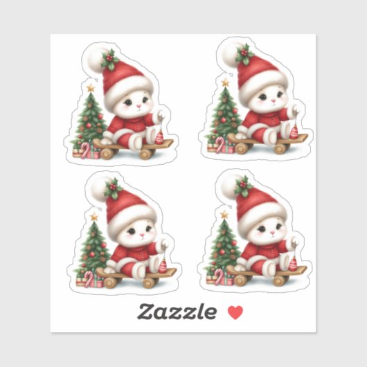 4 Kerst Muis Vakantie Stickers (Vel)