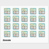 4 Kerstbomen Retro Design Vierkante Sticker (Vel)