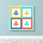 4 kerstbomen Retrodesign Canvas Afdruk (Insitu (Houten vloer))