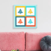 4 kerstbomen Retrodesign Canvas Afdruk (Insitu (Woonkamer))