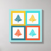 4 kerstbomen Retrodesign Canvas Afdruk (Voorkant)