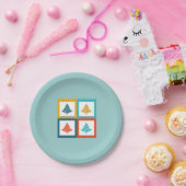 4 kerstbomen Retrodesign Papieren Bordje (Feest)