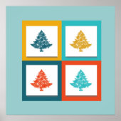 4 kerstbomen Retrodesign Poster (Voorkant)