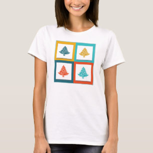 4 kerstbomen Retrodesign T-shirt