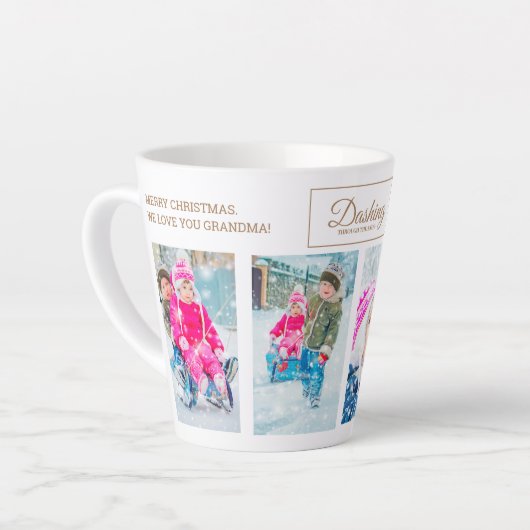 4-kerstfoto-inkoulage Dashing Sneeuwgrootouder Latte Mok (Linkerhoek)