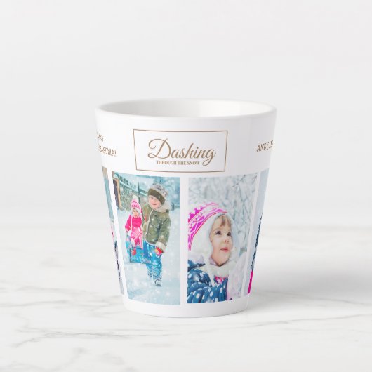 4-kerstfoto-inkoulage Dashing Sneeuwgrootouder Latte Mok (Voorkant)
