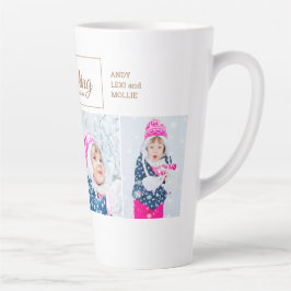4 kerstfoto's door de sneeuw rijdend Grootouder Latte Mok