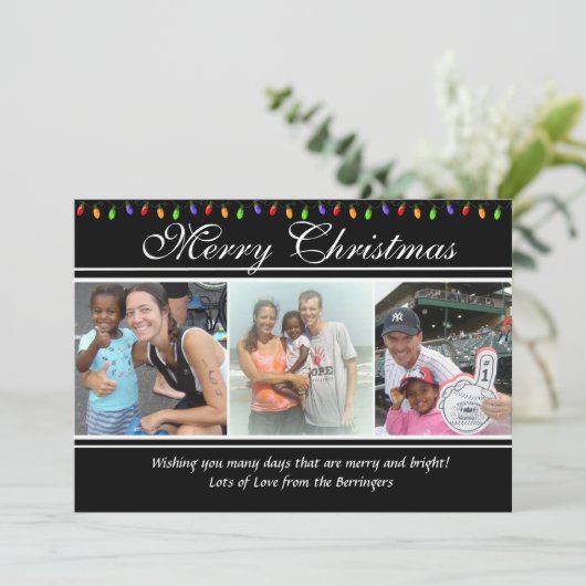 4 kerstkaart met kerstverlichting (Staand voorkant)