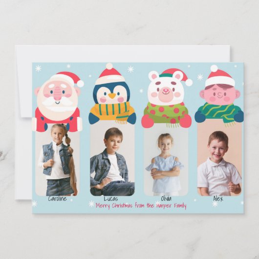 4 kersttekens fotofeestkaart feestdagenkaart (Voorkant)