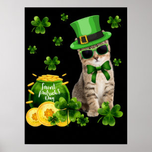 4 Kitty Kitten Kat Liefhebber St. Patricks Dag Kat Poster