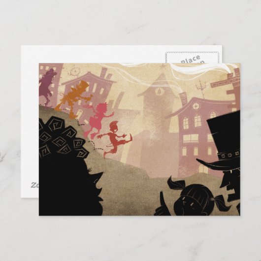 4 kleine monsters - door de stad lopen briefkaart (Voorkant / Achterkant)