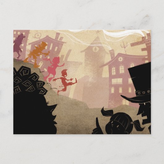 4 kleine monsters - door de stad lopen briefkaart (Voorkant)