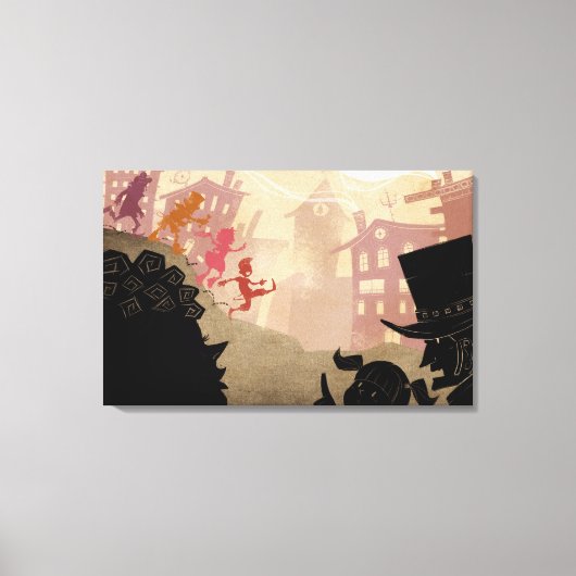 4 kleine monsters - door de stad lopen canvas afdruk (Voorkant)