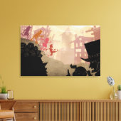 4 kleine monsters - door de stad lopen canvas afdruk (Insitu (Woonkamer))