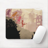 4 kleine monsters - door de stad lopen muismat (Met muis)