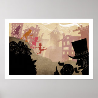 4 kleine monsters - door de stad lopen poster