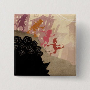 4 kleine monsters - door de stad lopen vierkante button 5,1 cm