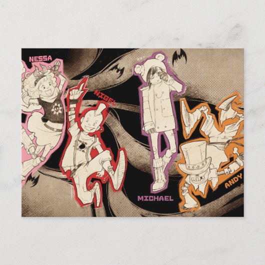 4 Kleine Monsters - Groep Briefkaart (Voorkant)