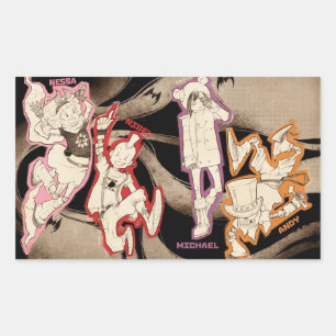 4 Kleine Monsters - Groep Rechthoekige Sticker