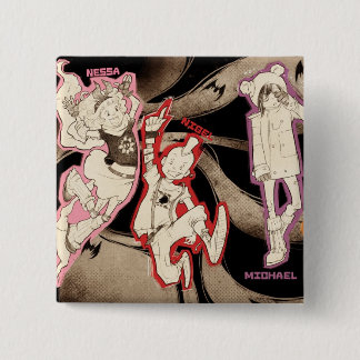 4 Kleine Monsters - Groep Vierkante Button 5,1 Cm