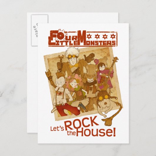 4 Kleine Monsters - Laten we het Huis in de steek Briefkaart (Voorkant / Achterkant)