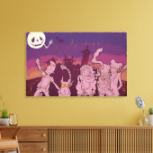 4 kleine monsters - Nachtelijke muziek Canvas Afdruk (Insitu (Woonkamer))