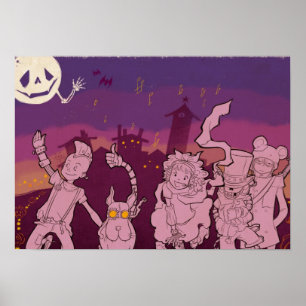 4 kleine monsters - Nachtelijke muziek Poster