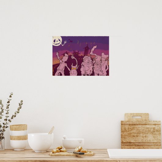 4 kleine monsters - Nachtelijke muziek Poster (Keuken)