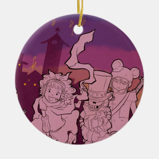 4 kleine monsters - Nachtmuziek Keramisch Ornament (Voorkant)