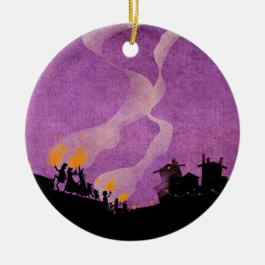 4 Kleine Monsters - 's nachts Keramisch Ornament (Voorkant)