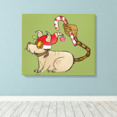 4 Kleine Monsters - Tesla Holiday Logo Canvas Afdruk (Insitu (Houten vloer))