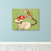 4 Kleine Monsters - Tesla Holiday Logo Canvas Afdruk (Insitu (Houten vloer))