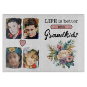 4 kleinkinderen foto bloemig roze snijplank (Voorkant)