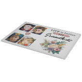 4 kleinkinderen foto bloemig roze snijplank (Hoek)