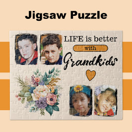 4 kleinkinderen foto bloemig sinaasappel legpuzzel