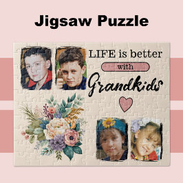 4 kleinkinderen foto bloemrijk roze legpuzzel