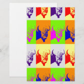 4 Kleur Pop Art Buffalo Bizon Briefpapier (Voorkant / Achterkant)