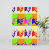 4 Kleur Pop Art Buffalo Bizon Briefpapier (Staand voorkant)