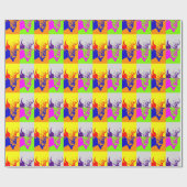 4 Kleur Pop Art Buffalo Bizon Cadeaupapier (Vlak)