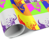 4 Kleur Pop Art Buffalo Bizon Cadeaupapier (Rol Hoek)